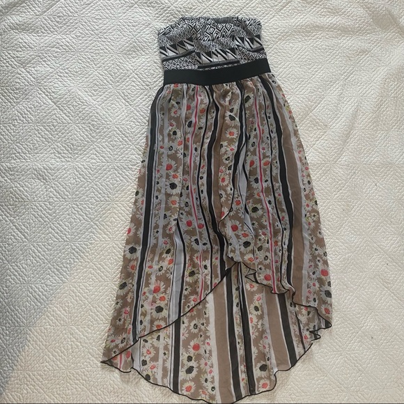Tribal Print Flowy Strapless Hi-low Wrap Sundress XS - Picture 6 of 14